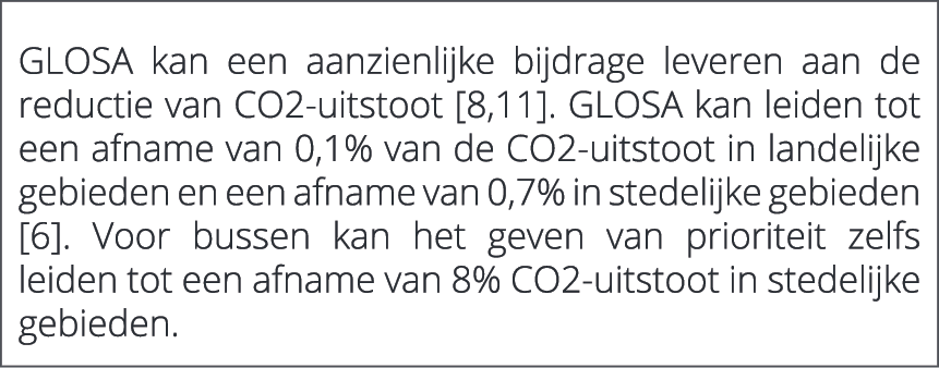  GLOSA kan een aanzienlijke bijdrage leveren aan de reductie van CO2 uitstoot [8,11]. GLOSA kan leiden tot een afname...