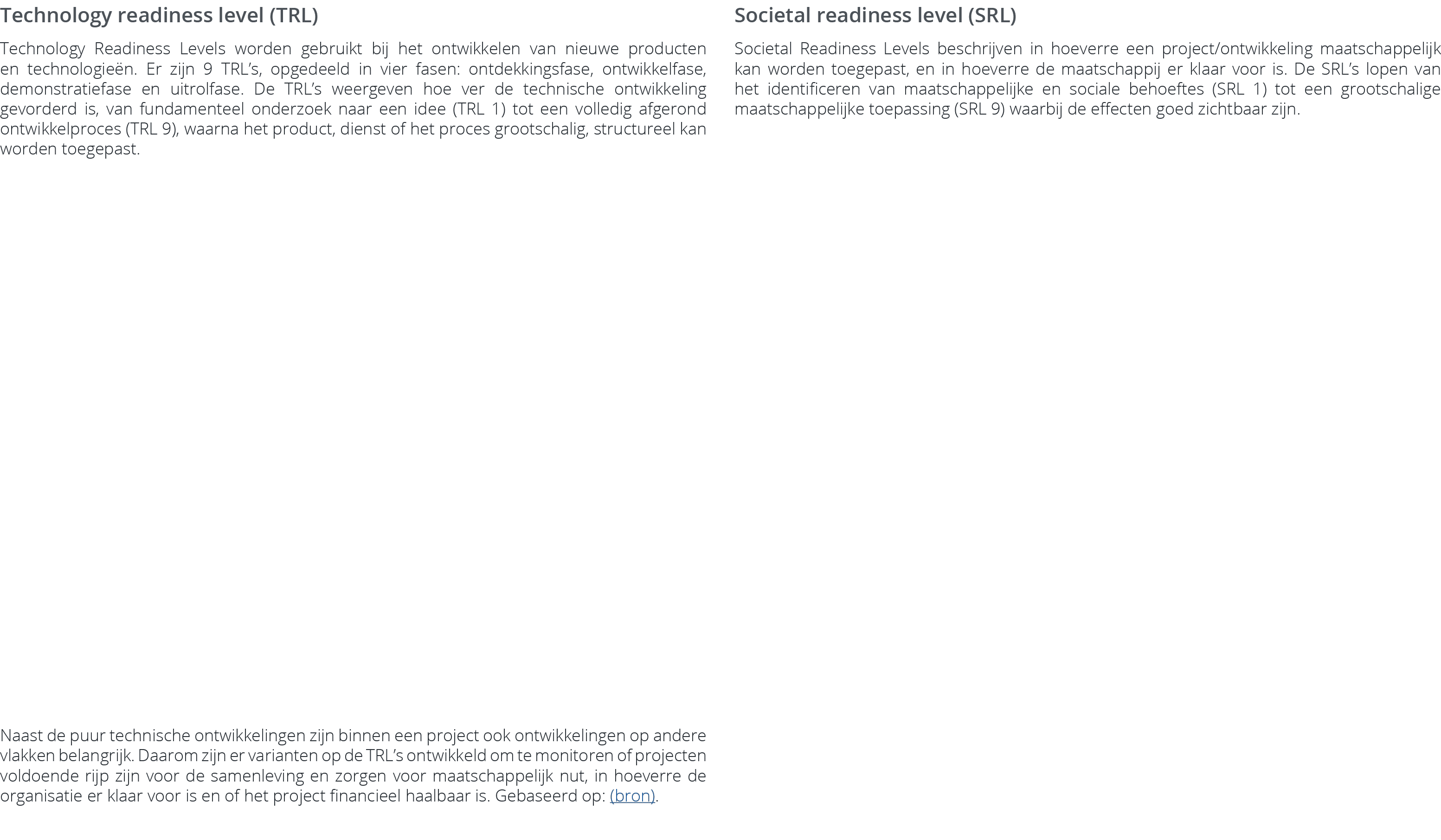Technology readiness level (TRL) Technology Readiness Levels worden gebruikt bij het ontwikkelen van nieuwe producten...