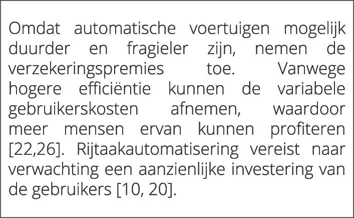  Omdat automatische voertuigen mogelijk duurder en fragieler zijn, nemen de verzekeringspremies toe. Vanwege hogere e...